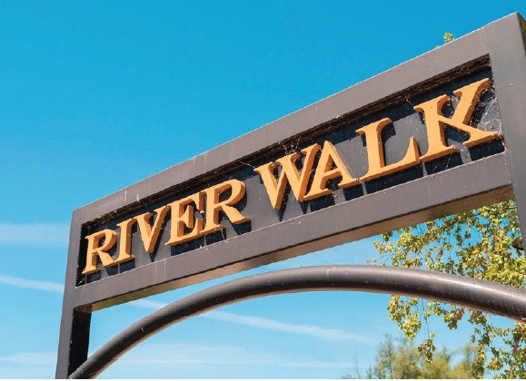 Caledonia Riverwalk trail entrance sign